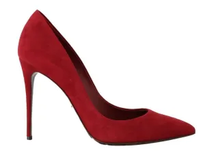 Red Suede Stilettos Heels Pumps
