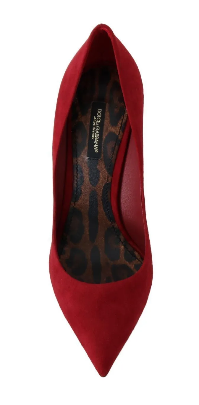 Red Suede Stilettos Heels Pumps