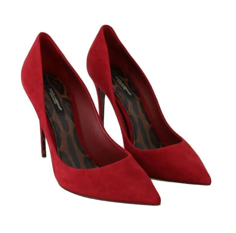 Red Suede Stilettos Heels Pumps