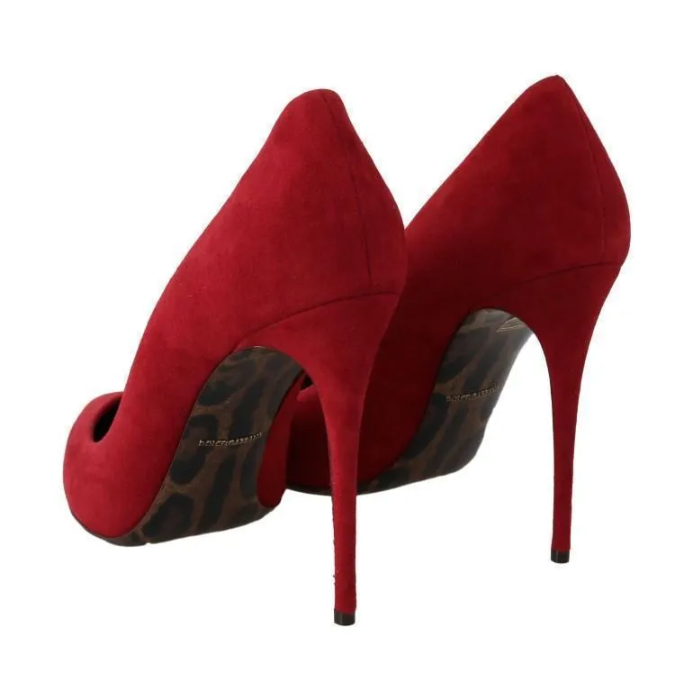 Red Suede Stilettos Heels Pumps