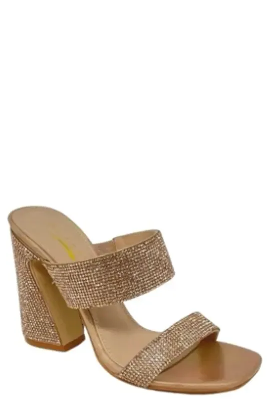 RHINESTONE DUAL BAND CHUNKY HEEL