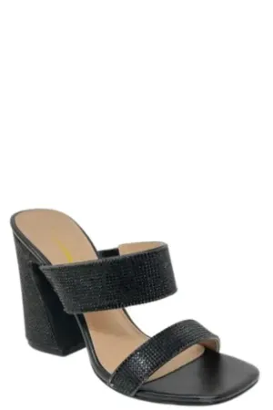 RHINESTONE DUAL BAND CHUNKY HEEL