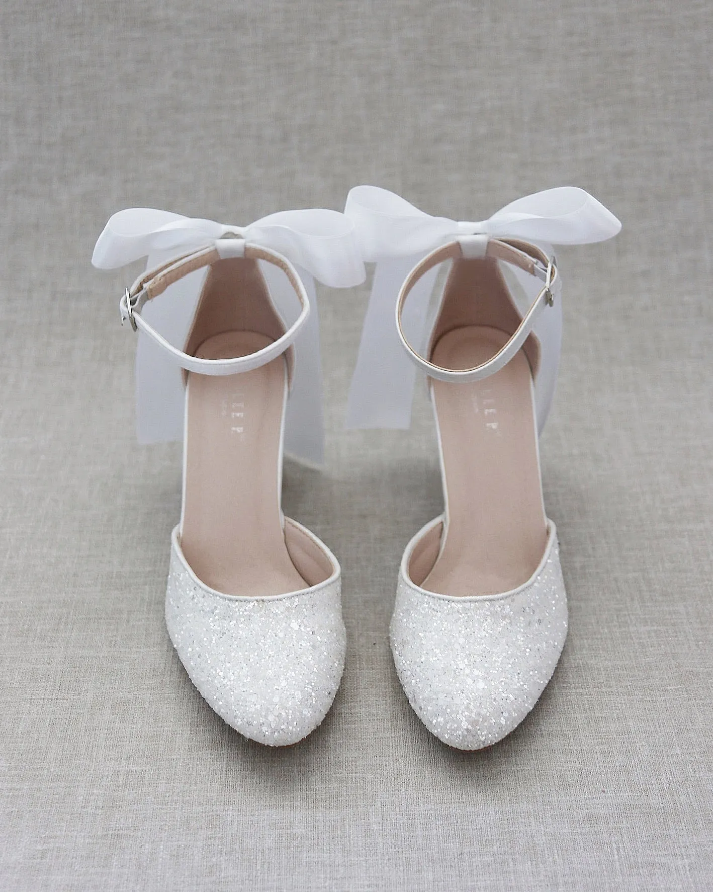 Rock Glitter Block Heel with Back Satin Bow