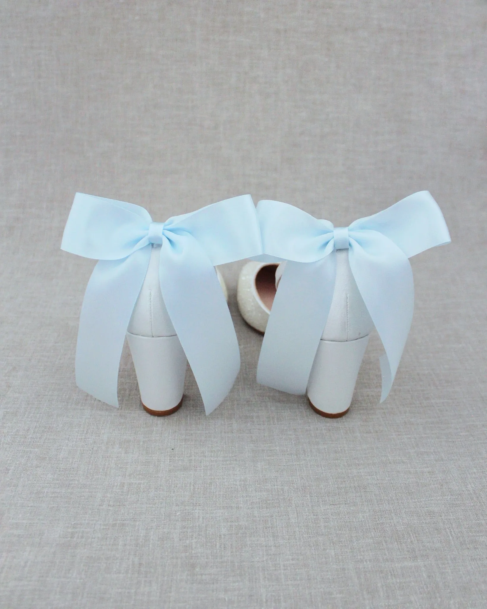Rock Glitter Block Heel with Back Satin Bow