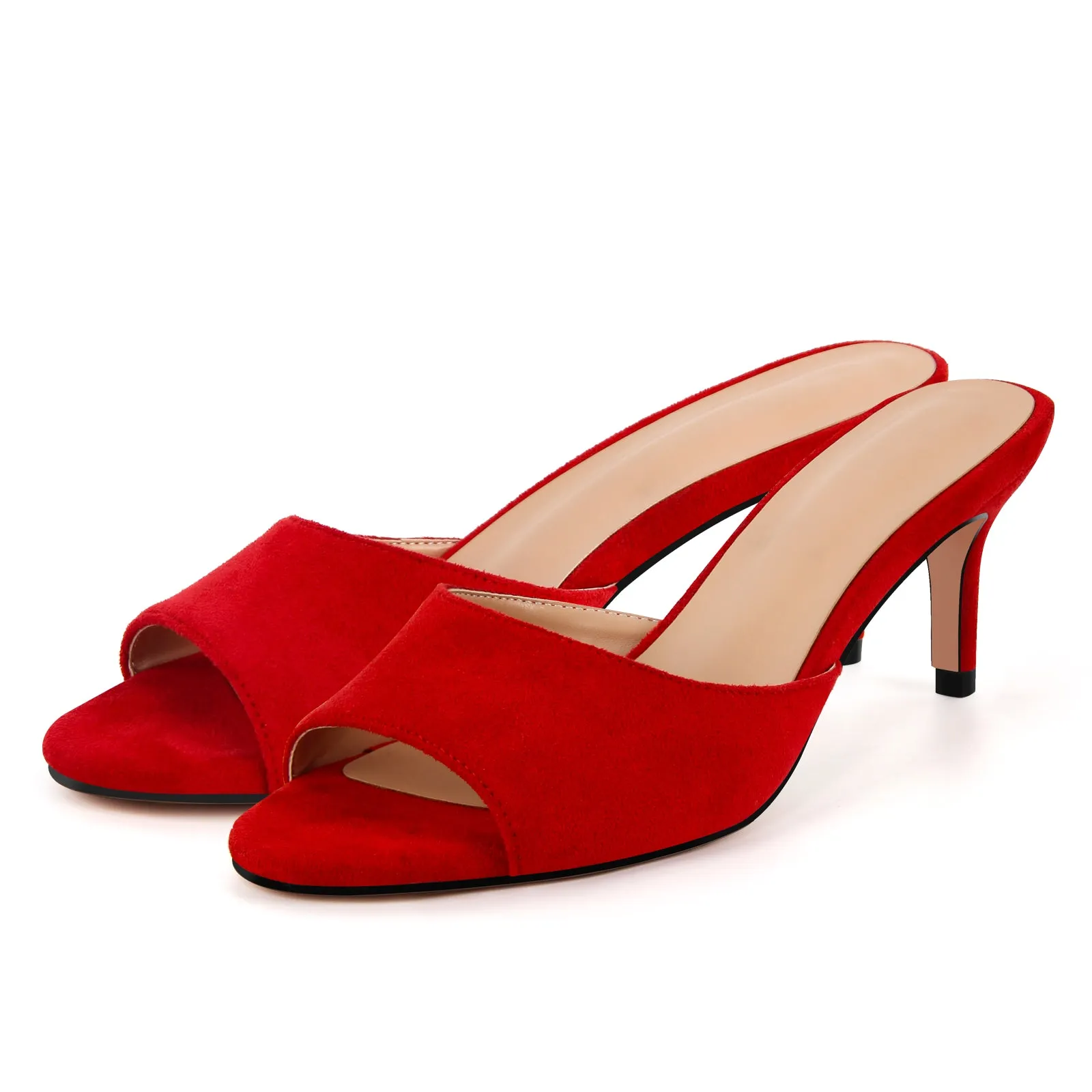 Round Toe Slip On Stiletto Mules