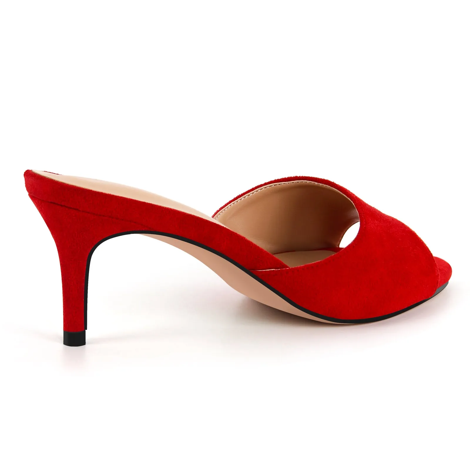 Round Toe Slip On Stiletto Mules