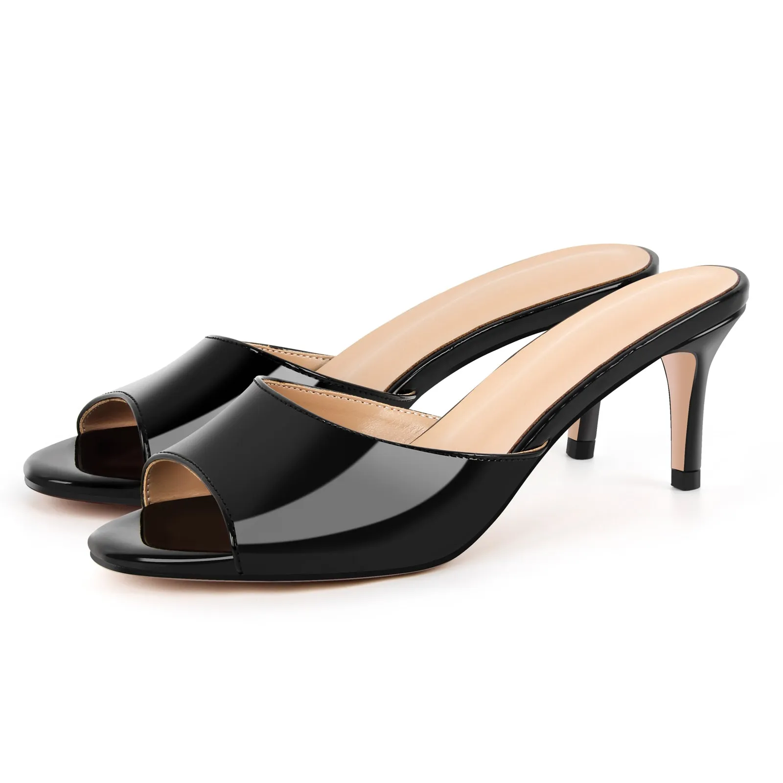 Round Toe Slip On Stiletto Mules