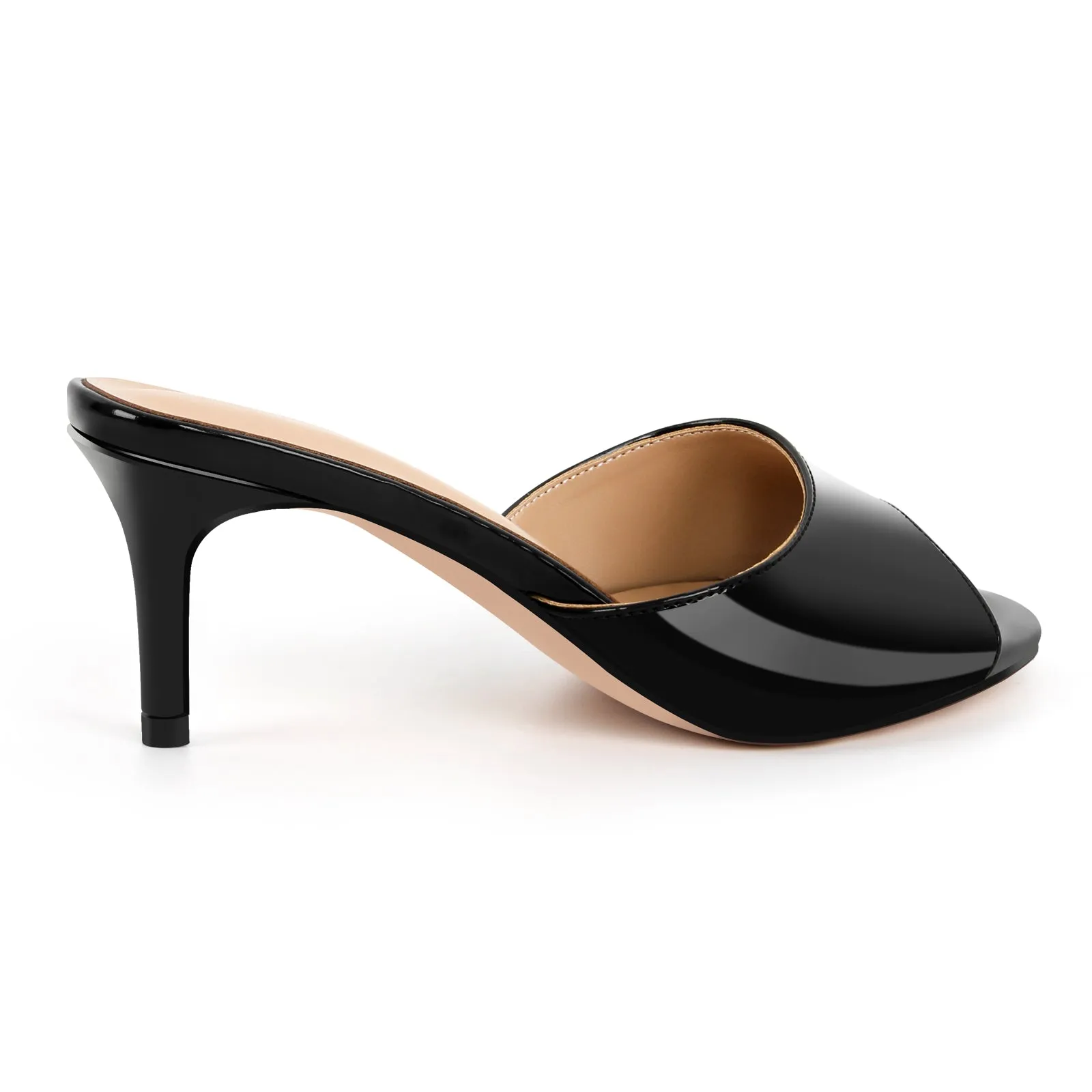 Round Toe Slip On Stiletto Mules