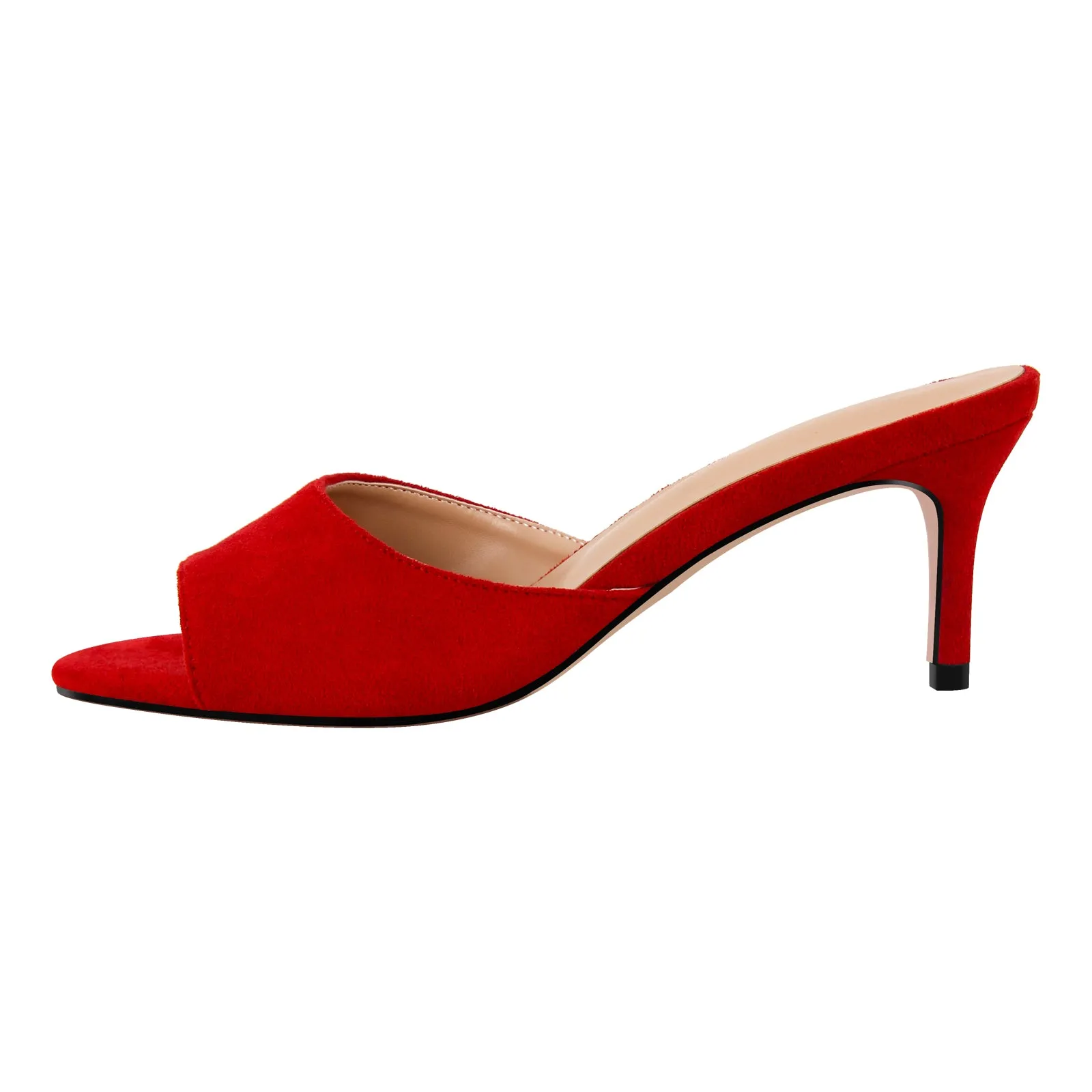 Round Toe Slip On Stiletto Mules