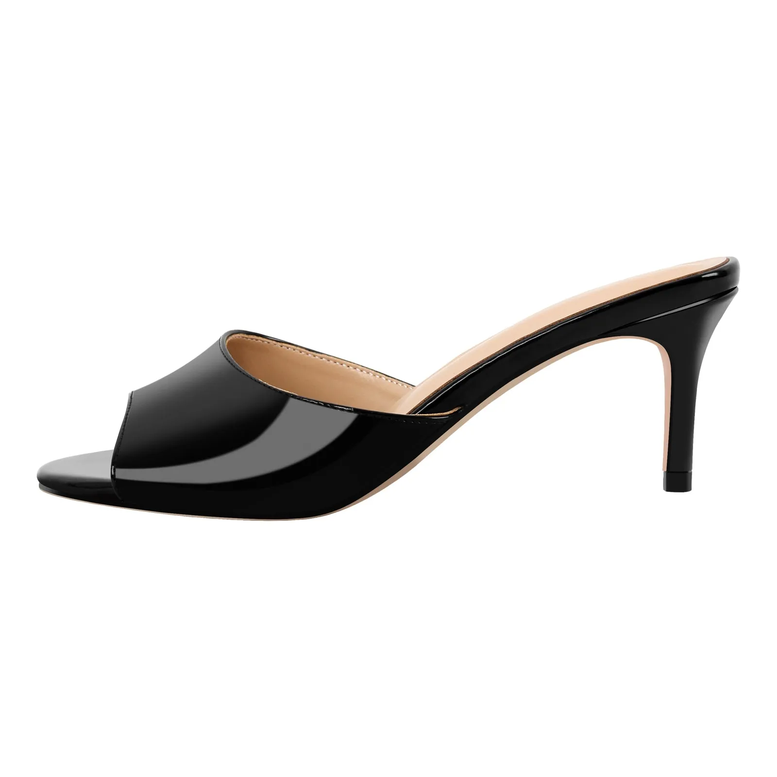 Round Toe Slip On Stiletto Mules