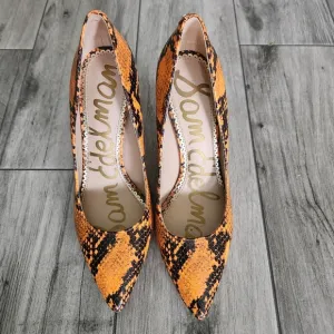 Sam Edelman Hazel Stiletto Pumps Orange Black Snakeskin Leather Pointy toe Sz. 7