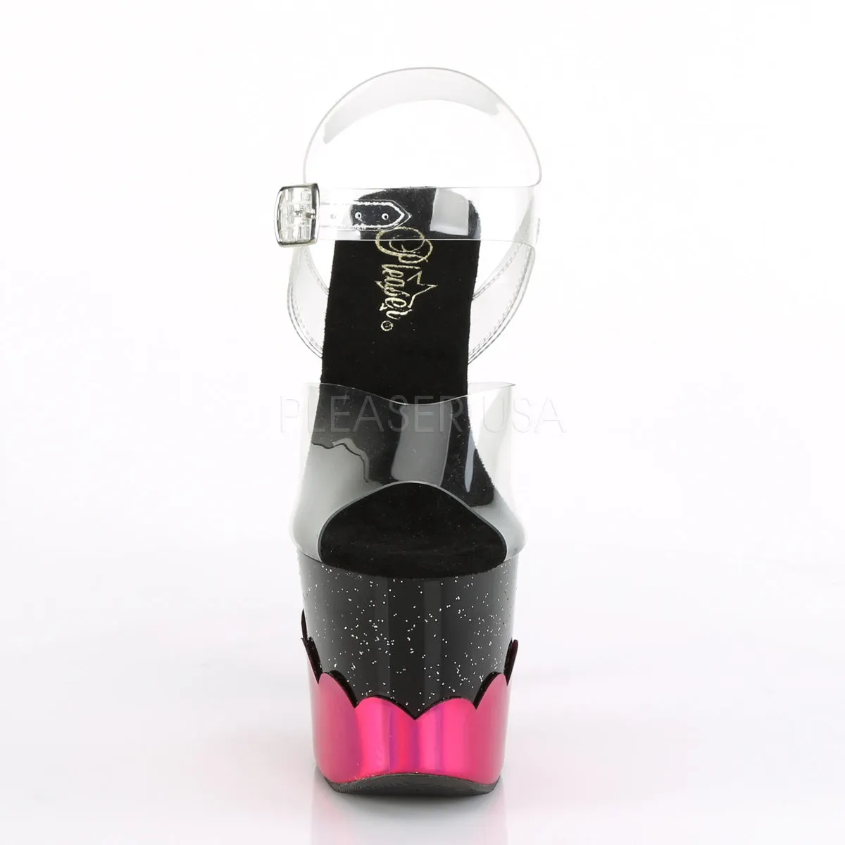SCALLOP-708-2HGM  Clear/Black-Hot Pink Hologram