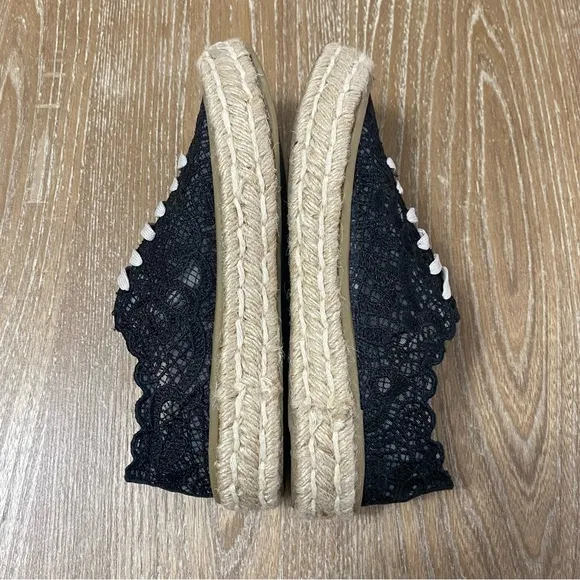 Seavees Coronado Espadrille in Black Womens Size 8 Platform Lace Beach Comfort