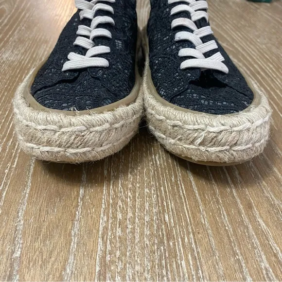 Seavees Coronado Espadrille in Black Womens Size 8 Platform Lace Beach Comfort
