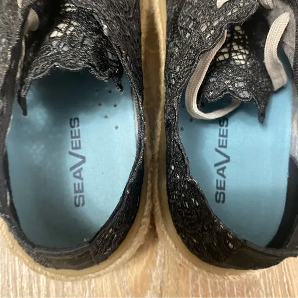 Seavees Coronado Espadrille in Black Womens Size 8 Platform Lace Beach Comfort