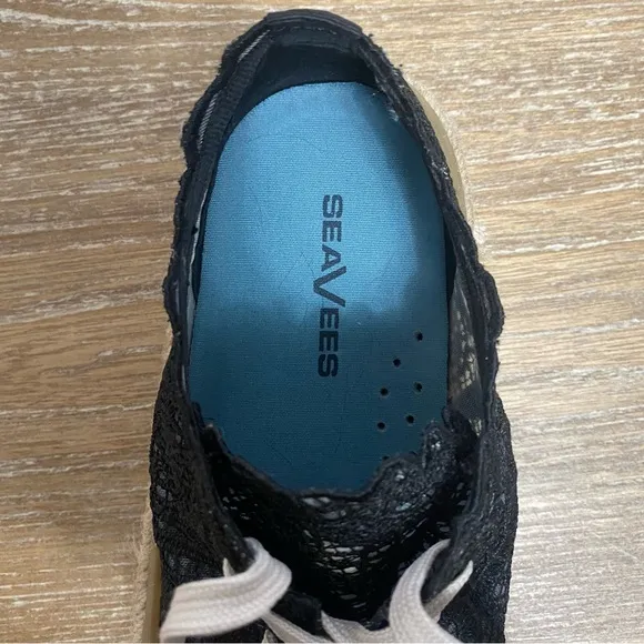 Seavees Coronado Espadrille in Black Womens Size 8 Platform Lace Beach Comfort