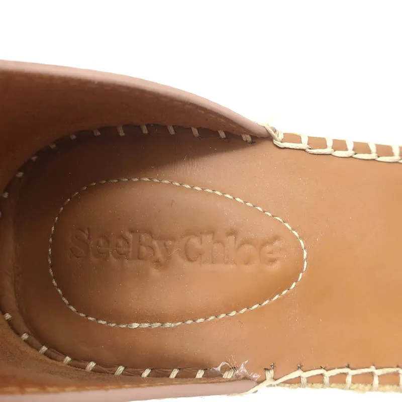 See by Chloe Glyn Platform Espadrille Wedge Sandals Denim & Leather Size 38