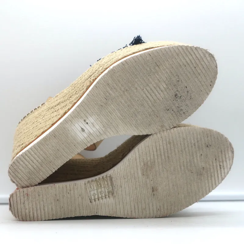 See by Chloe Glyn Platform Espadrille Wedge Sandals Denim & Leather Size 38