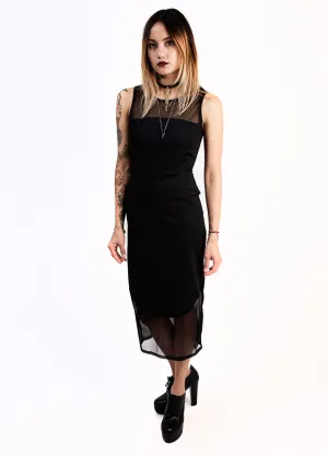 See You Monday Black Mesh Combine Dress
