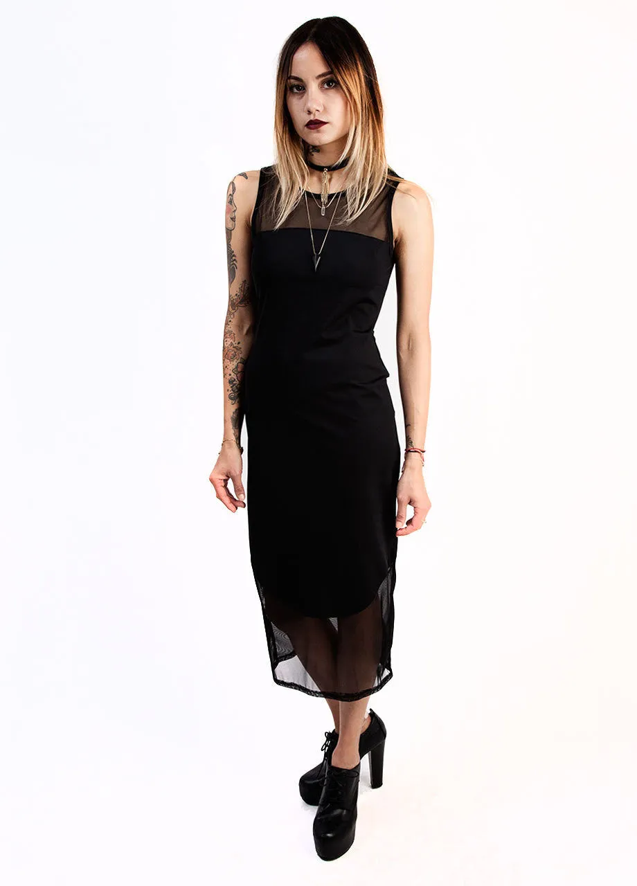 See You Monday Black Mesh Combine Dress