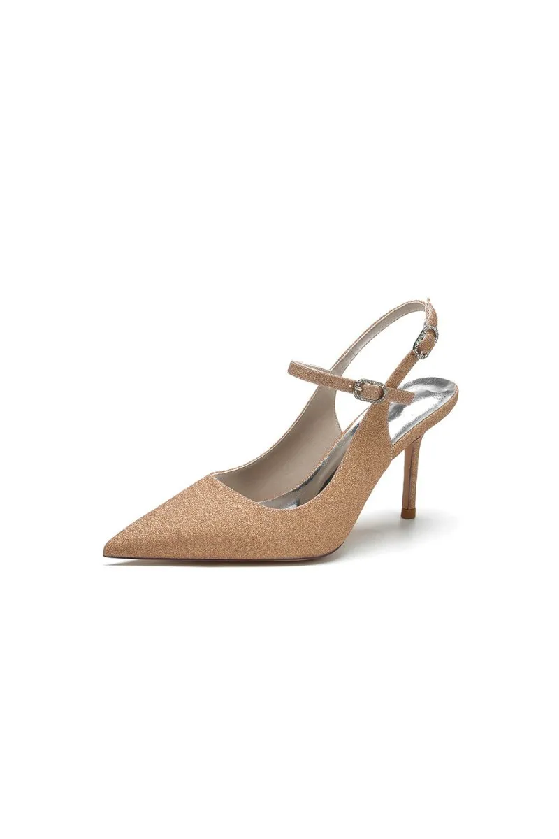 Sequin Slingback Pointed Toe High Heels