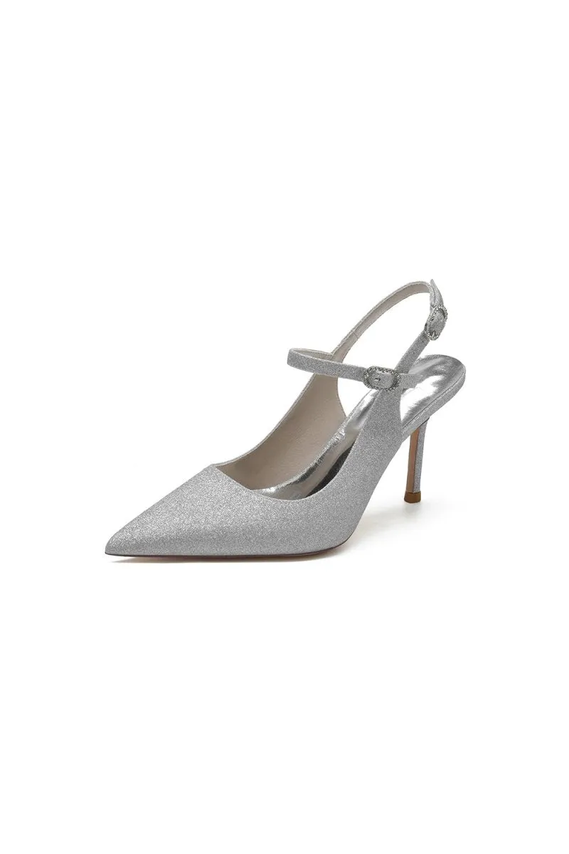 Sequin Slingback Pointed Toe High Heels