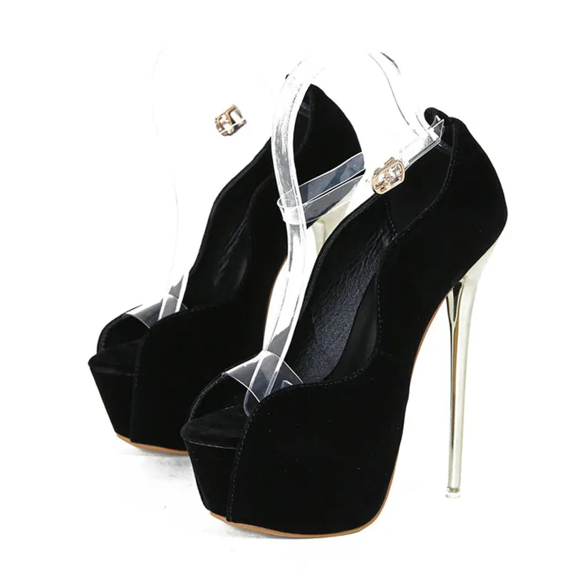Sexy Peep Toe Stripper Pole Dance Super High Heels Elegant Women