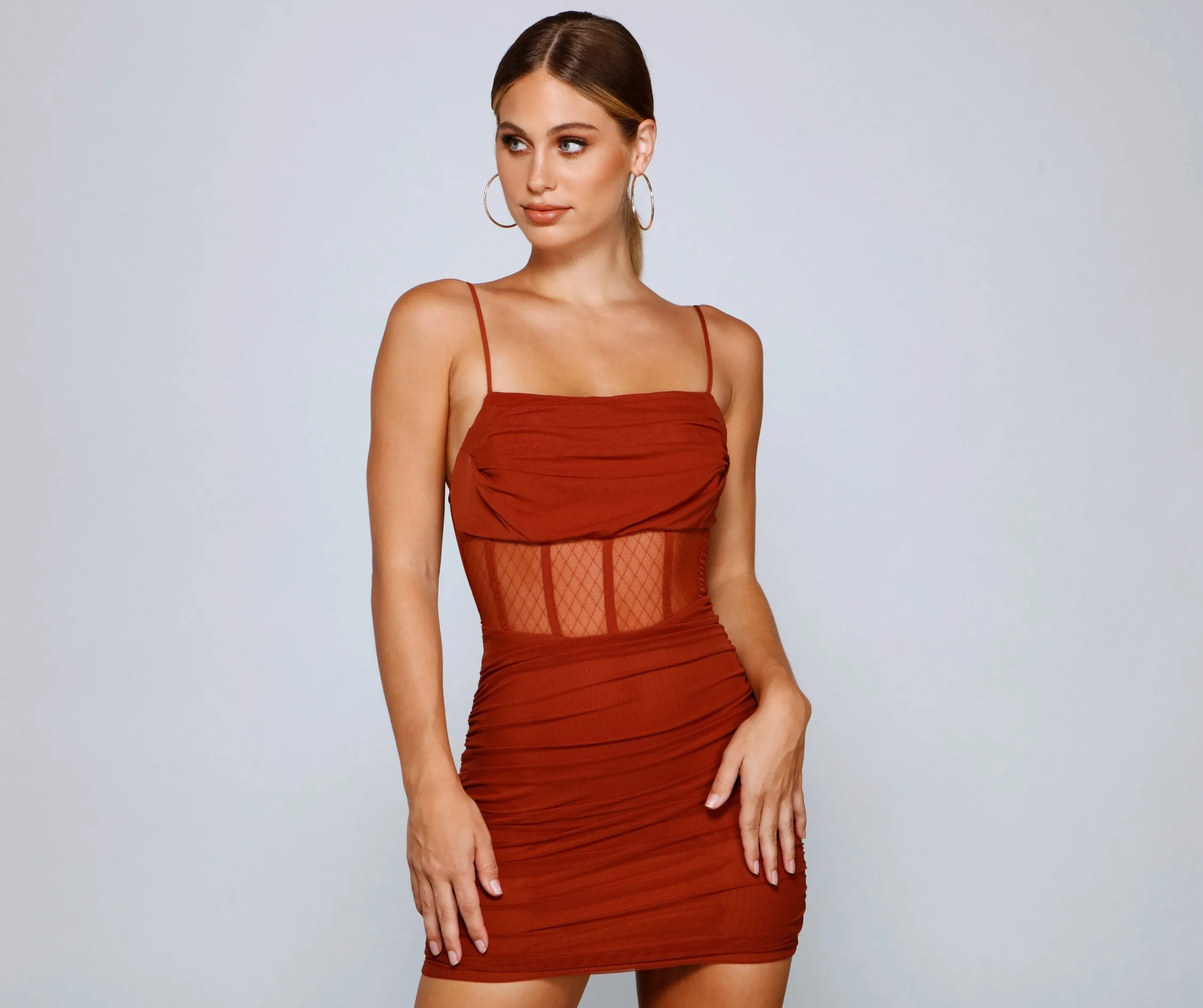 Sheer And Stunning Charming Corset Mini Dress