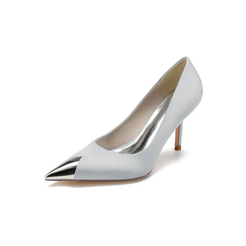 Simple Cocktail Metallic Pointed Toe High Heels