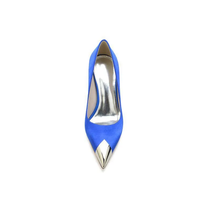 Simple Cocktail Metallic Pointed Toe High Heels
