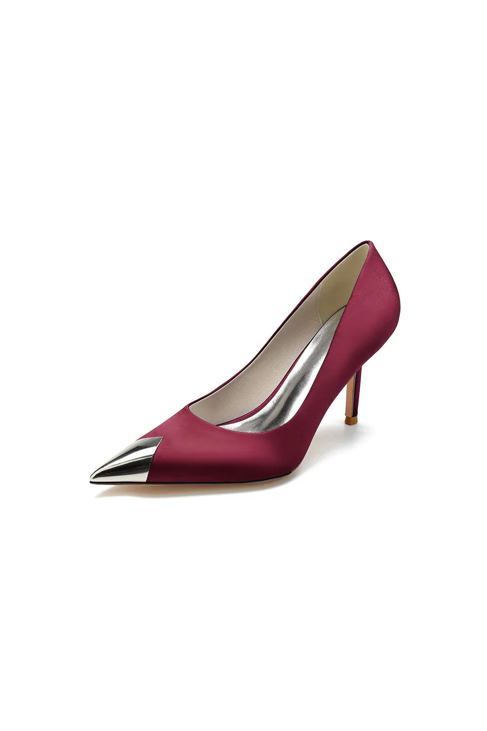 Simple Cocktail Metallic Pointed Toe High Heels