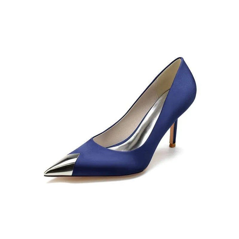 Simple Cocktail Metallic Pointed Toe High Heels