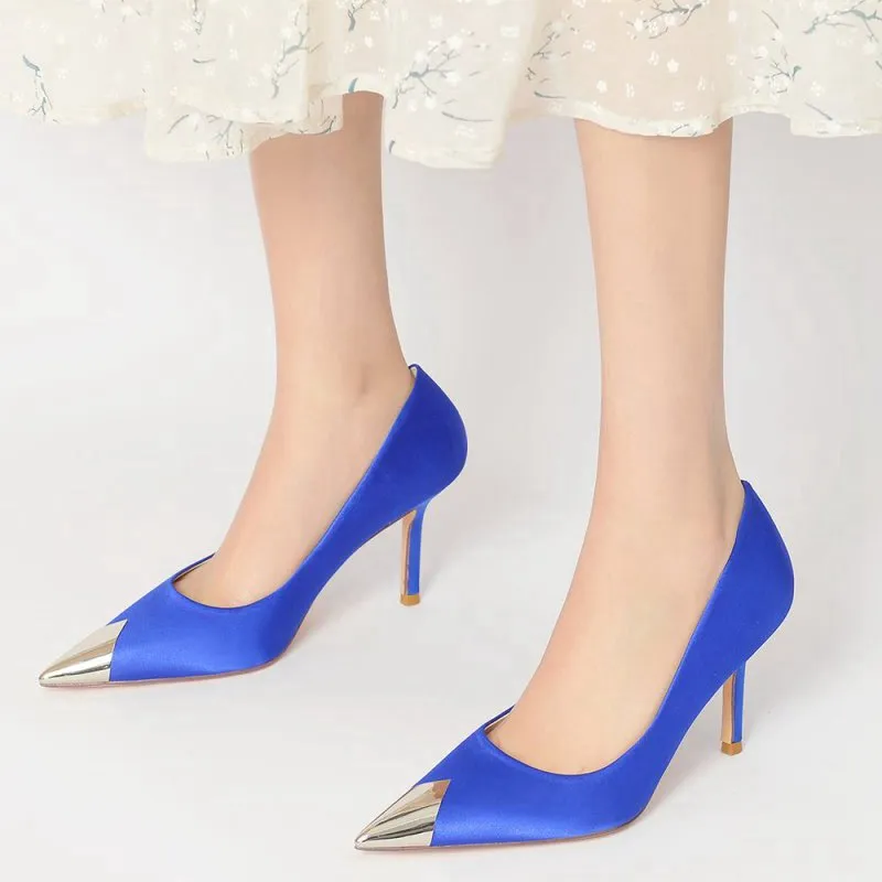 Simple Cocktail Metallic Pointed Toe High Heels