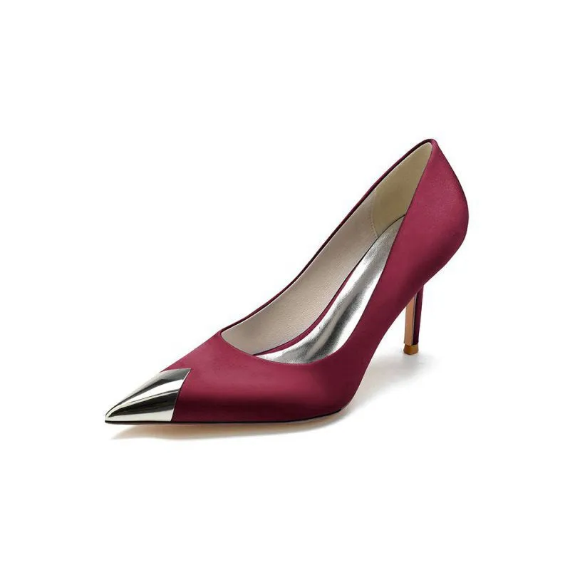 Simple Cocktail Metallic Pointed Toe High Heels