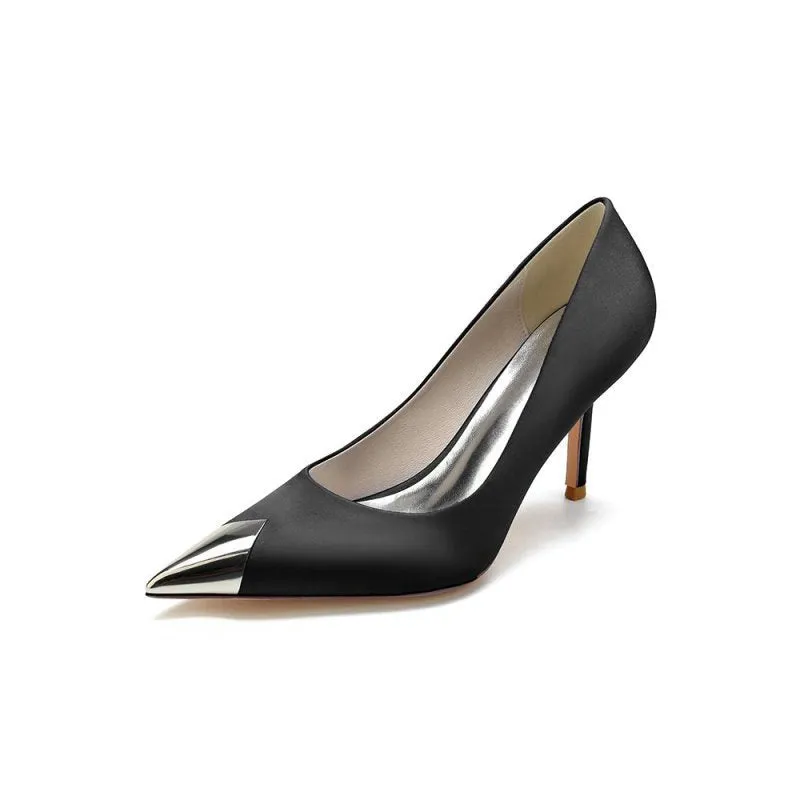 Simple Cocktail Metallic Pointed Toe High Heels