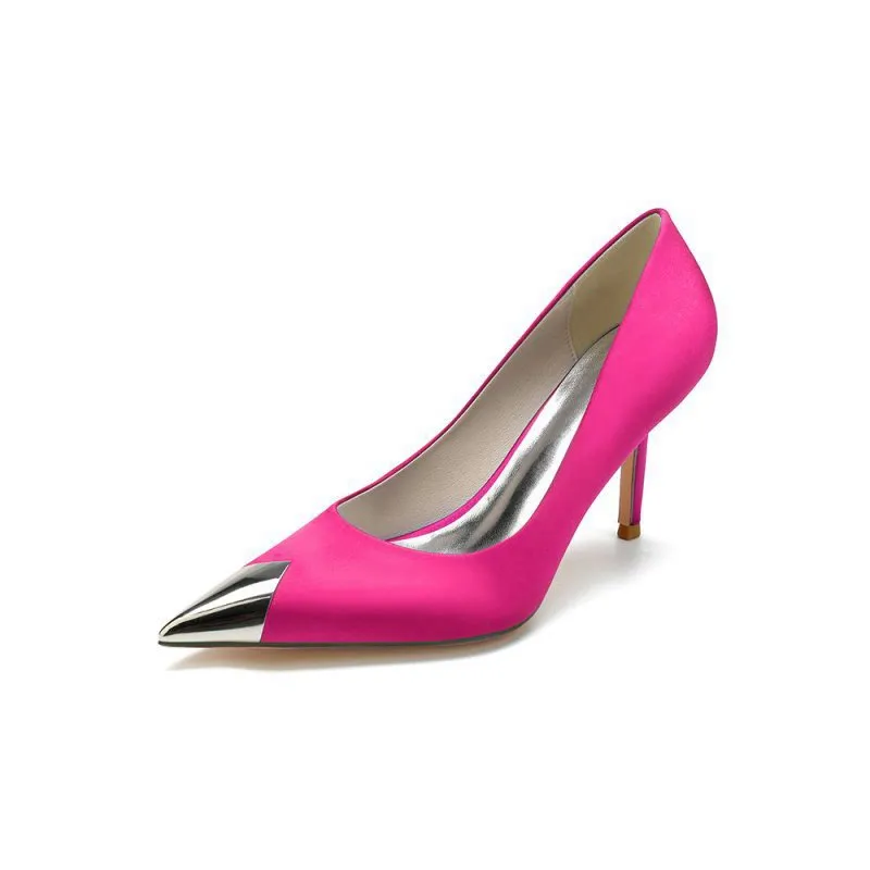 Simple Cocktail Metallic Pointed Toe High Heels