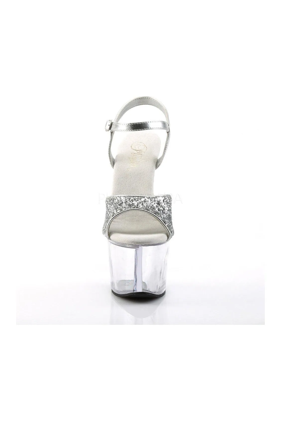 SKY-310 Platform Sandal  | Clear Glitter