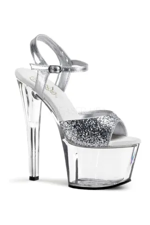 SKY-310 Platform Sandal  | Clear Glitter