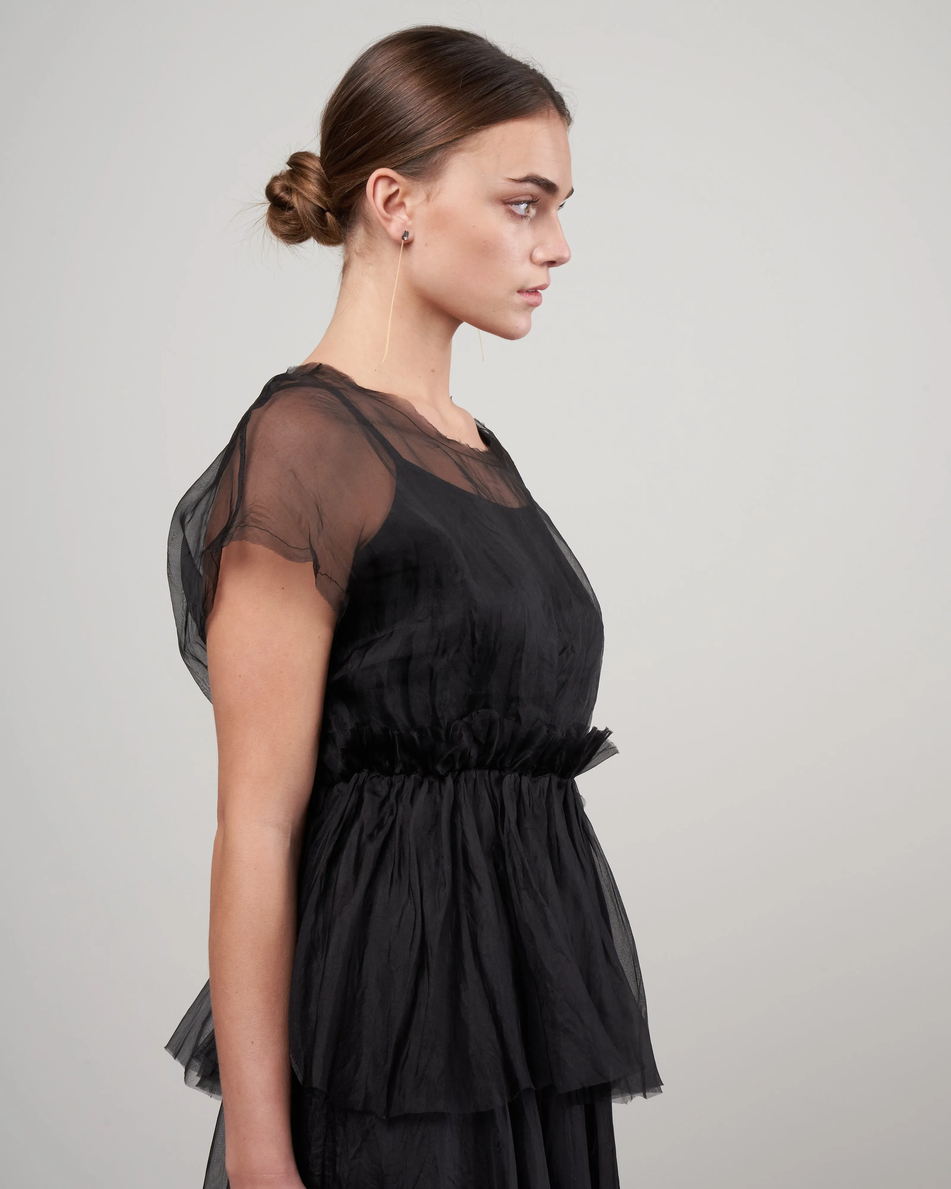 sleeveless sheer top - black silk organza