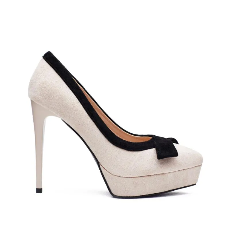 Small Feet Closed Toe Platform Suede High Heels MS138