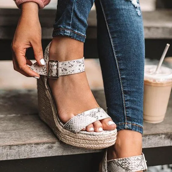 Snakeskin Espadrille Wedge