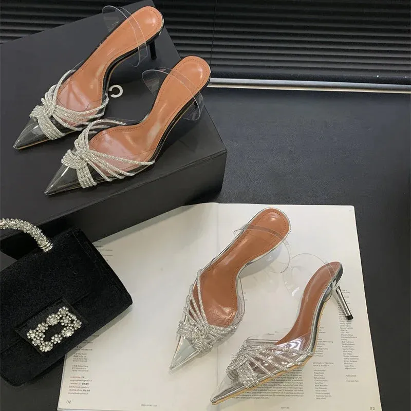 Spring Sexy PVC Transparent Thin High Heels Woman Pumps