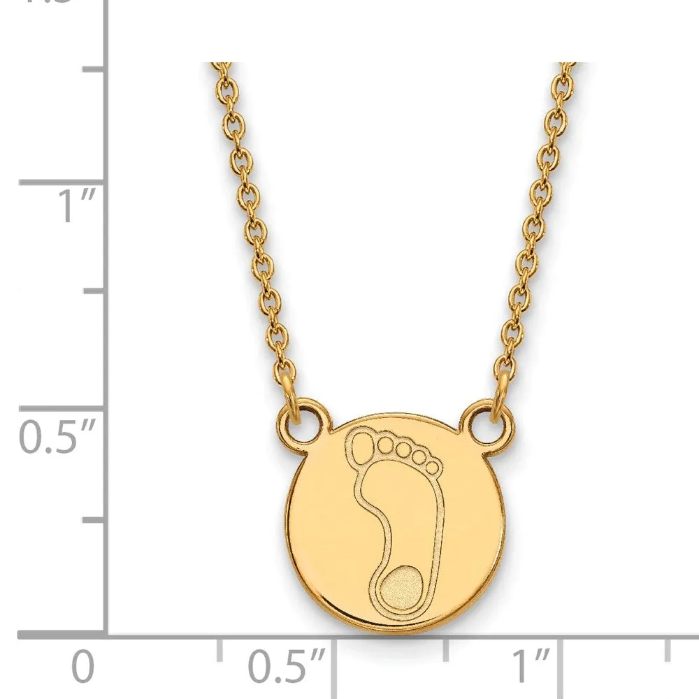 Sterling Silver Gold-plated University of North Carolina Tar Heel Small Disc Pendant 18 inch Necklace