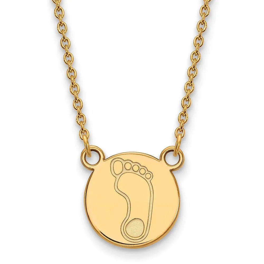 Sterling Silver Gold-plated University of North Carolina Tar Heel Small Disc Pendant 18 inch Necklace