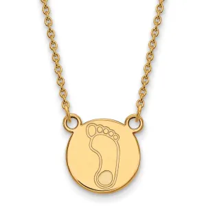 Sterling Silver Gold-plated University of North Carolina Tar Heel Small Disc Pendant 18 inch Necklace