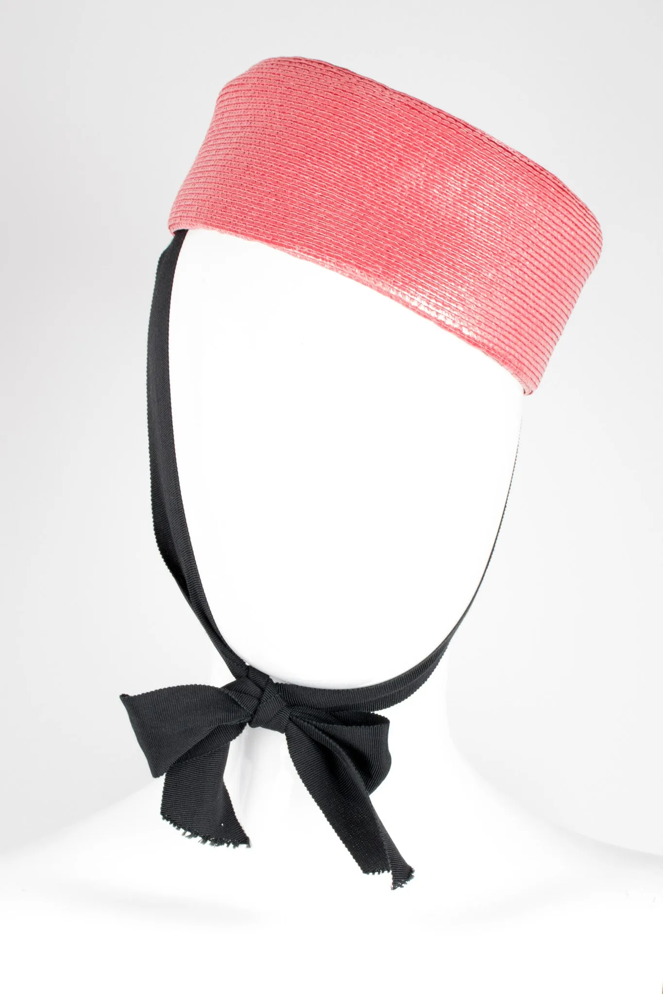 Straw Tie Pillbox Hat