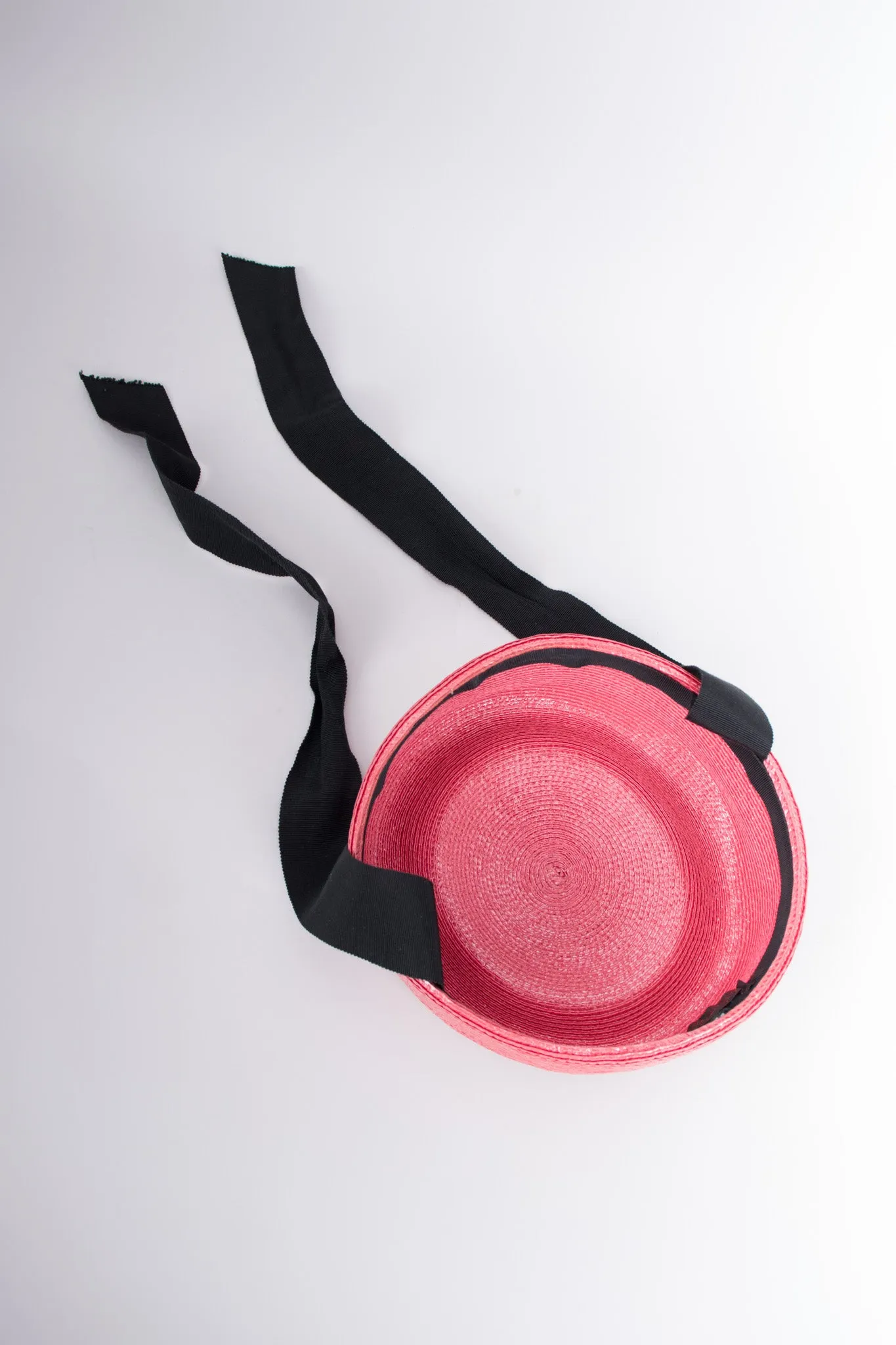 Straw Tie Pillbox Hat