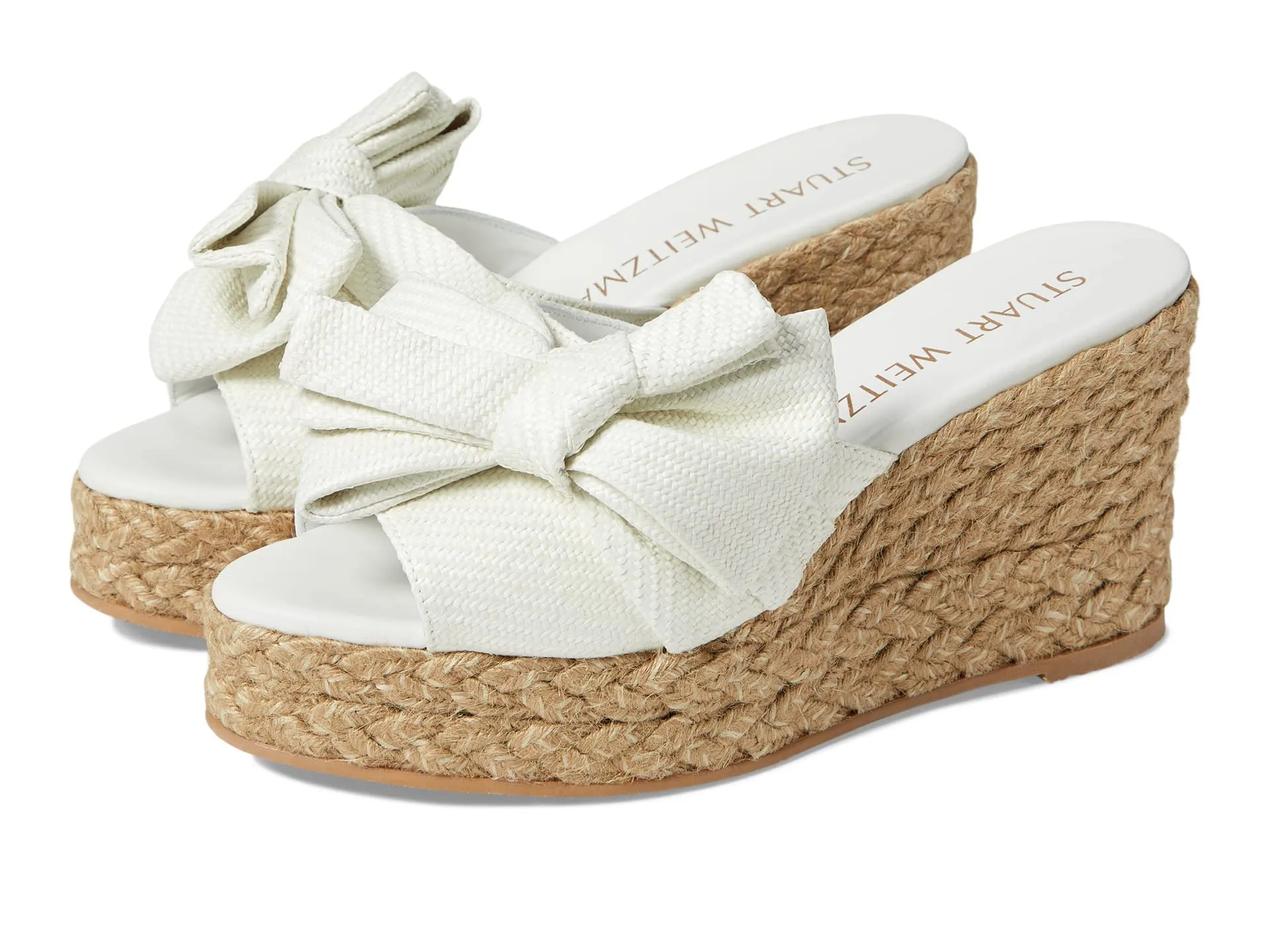 Stuart Weitzman Loveknot Espadrille Wedge Slide Cream/Natural 5.5 B