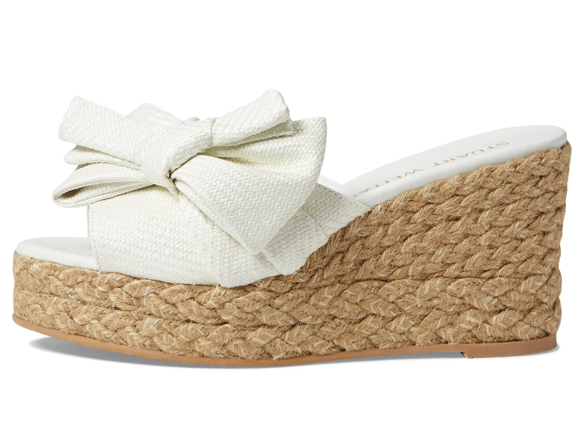 Stuart Weitzman Loveknot Espadrille Wedge Slide Cream/Natural 5.5 B