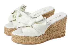Stuart Weitzman Loveknot Espadrille Wedge Slide Cream/Natural 5.5 B